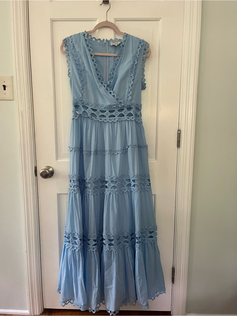 🌟NWOT Chokolate Blue 100% Cotton Eyelet Maxi Dress Size Large Never Worn!
